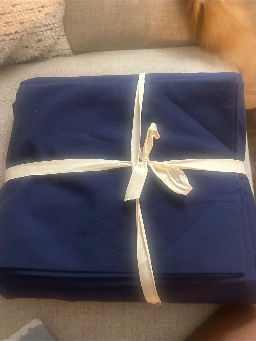 BESTOUCH Cotton Solid Duvet Cover Set Linen Feel Navy Blue Twin 2 pc no inserts